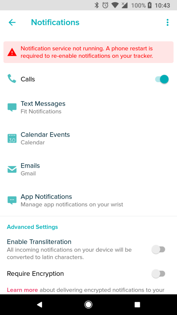 fitbit 3 notifications not working